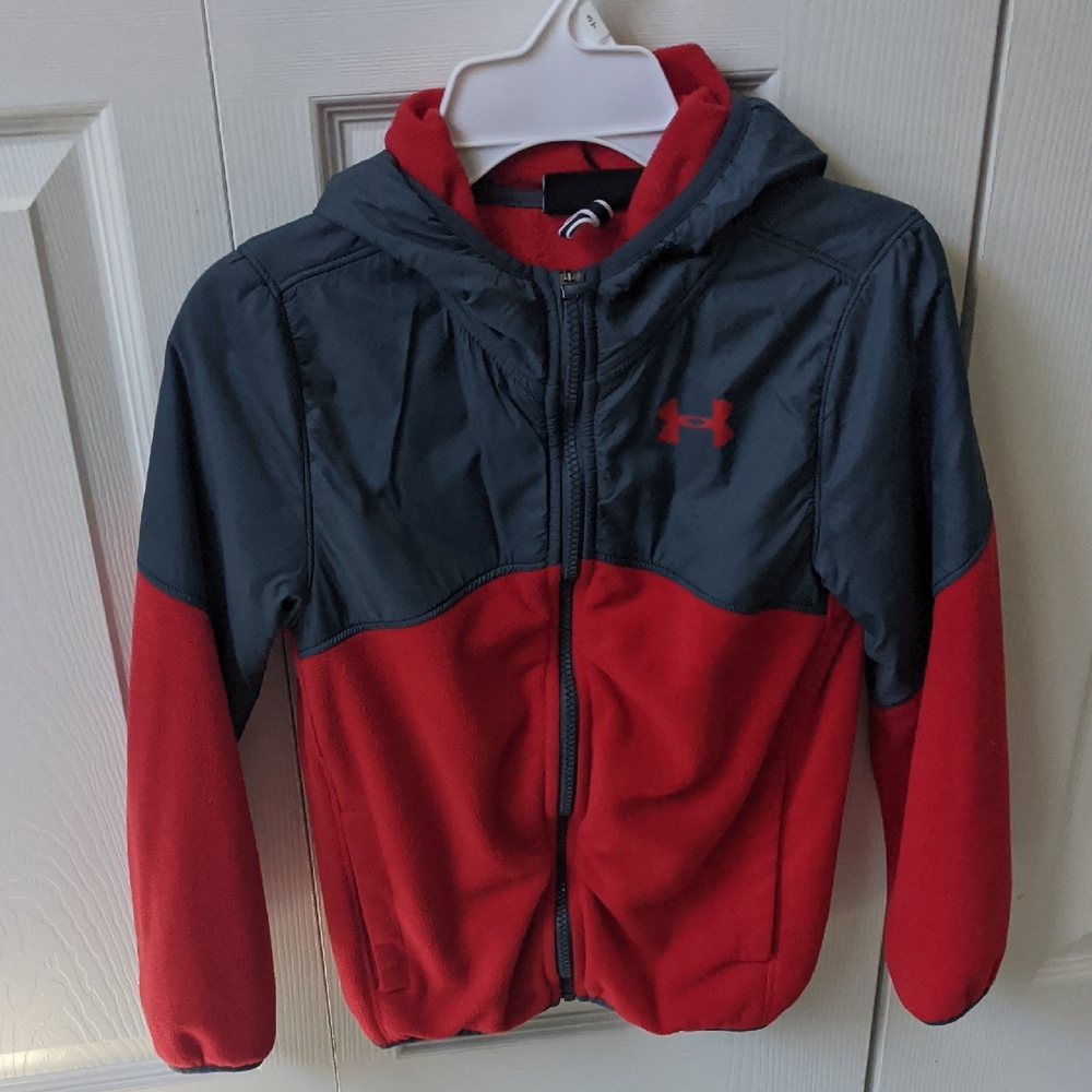 Under Armour Youth small Red and Gray Hooded Fleece Jacket